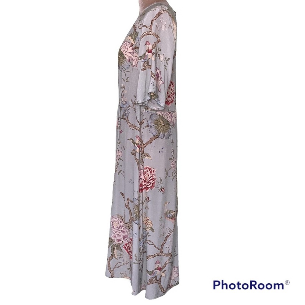 GP&J Baker X H&M Floral Bird Print Boxy Viscose Shift Dress Raglan Half Sleeve - Picture 4 of 16